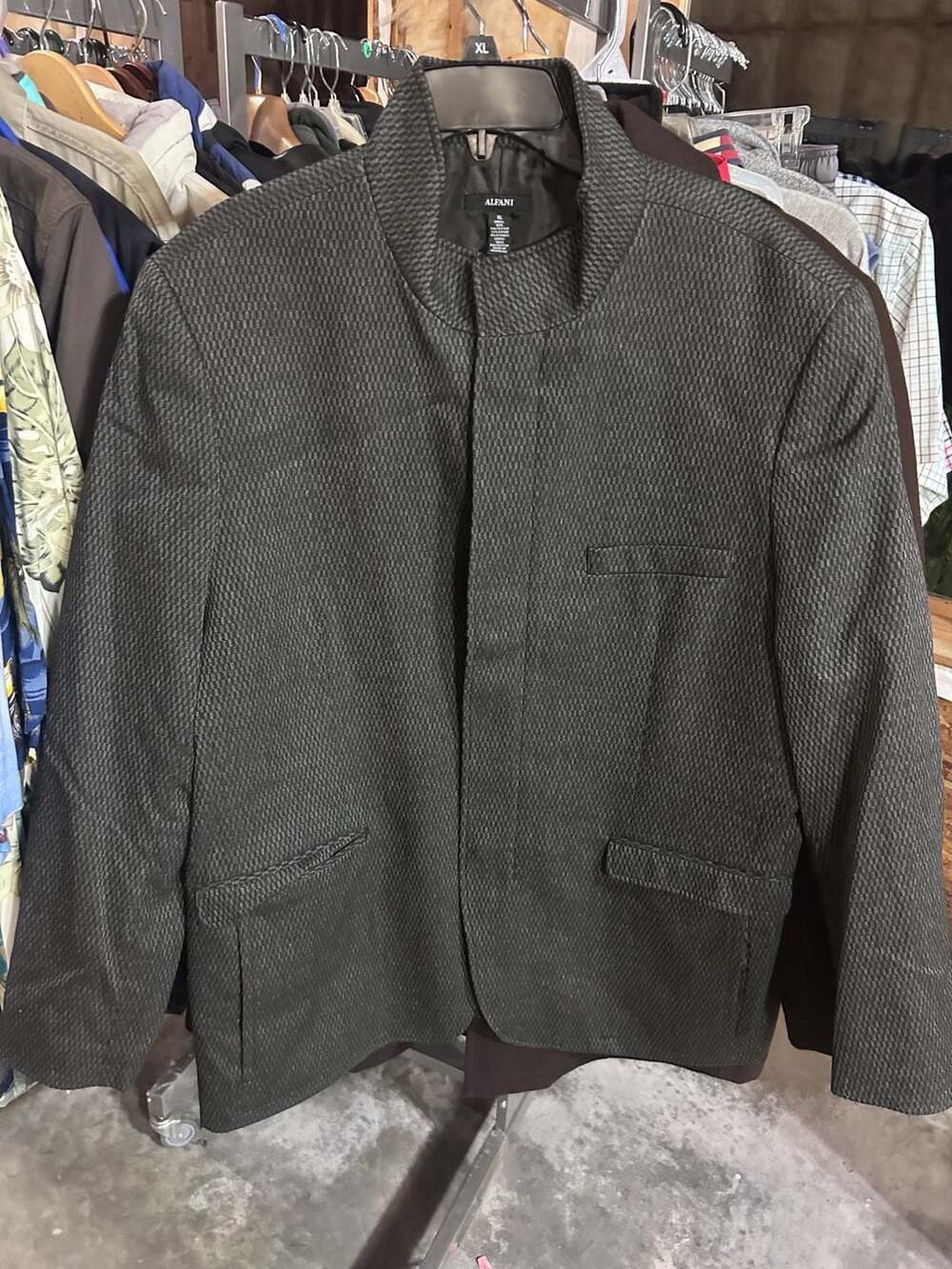 Alfani Men's Textured Mandarin Collar Sport Coat Jacket Size XL